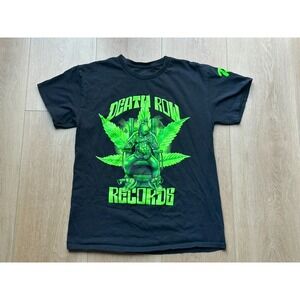 Death Row Records Logo T-Shirt Mens M Black Green Music Rap Graphic Hip Hop‎